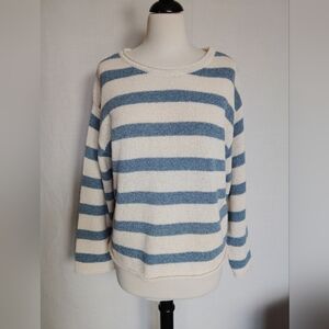 Goldfield by Daisy Sweater Oversized Long Sleeve Blue Cream ~ Size S/M